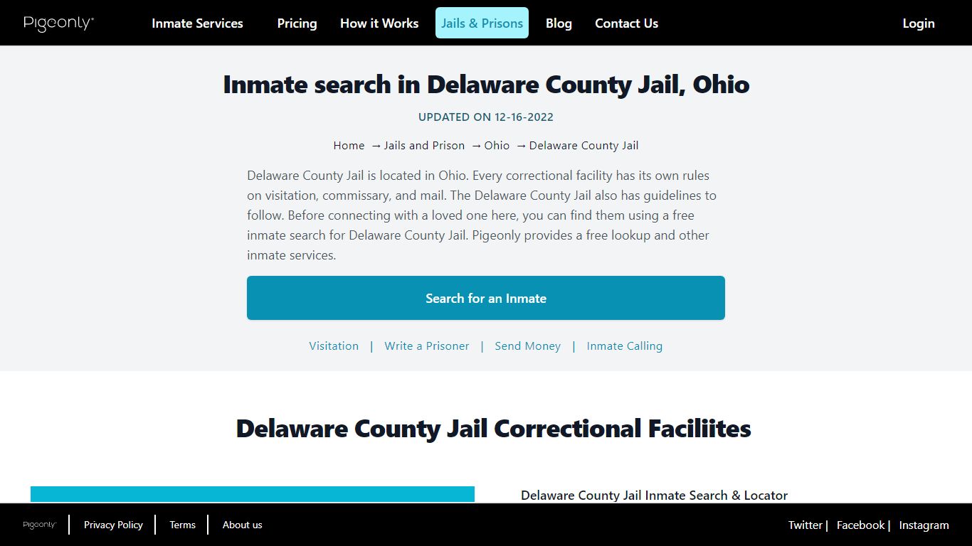 Inmate Search Delaware County Jail, Ohio | Pigeonly